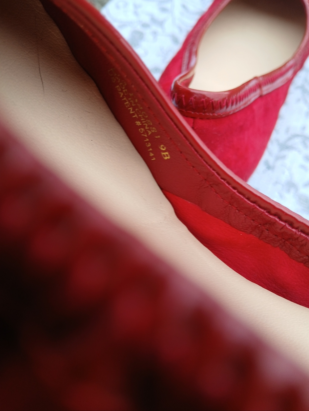 Nike-Cole Haan Red Suede & Patent Cap-Toe Ballet Flats - Picture 9 of 11